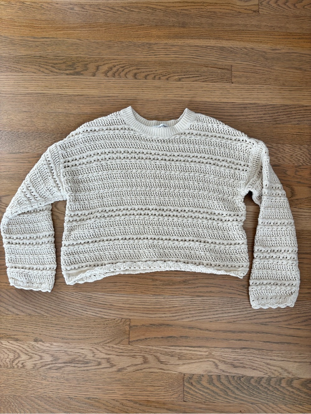 Abercrombie & Fitch Cream Open-Weave Crewneck Sweater